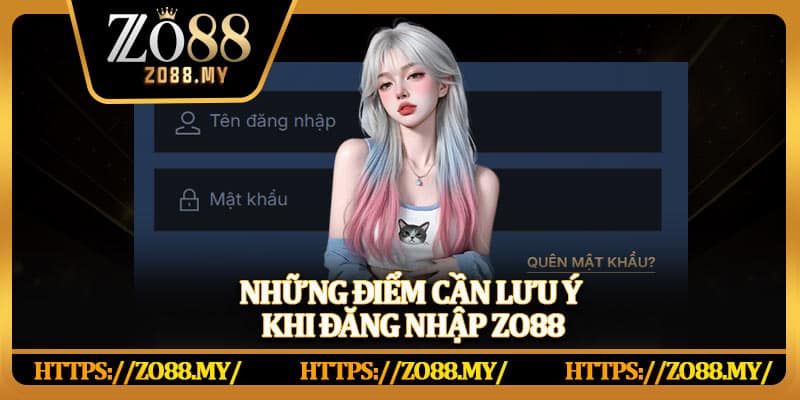 Những điểm cần lưu ý khi đăng nhập Zo88